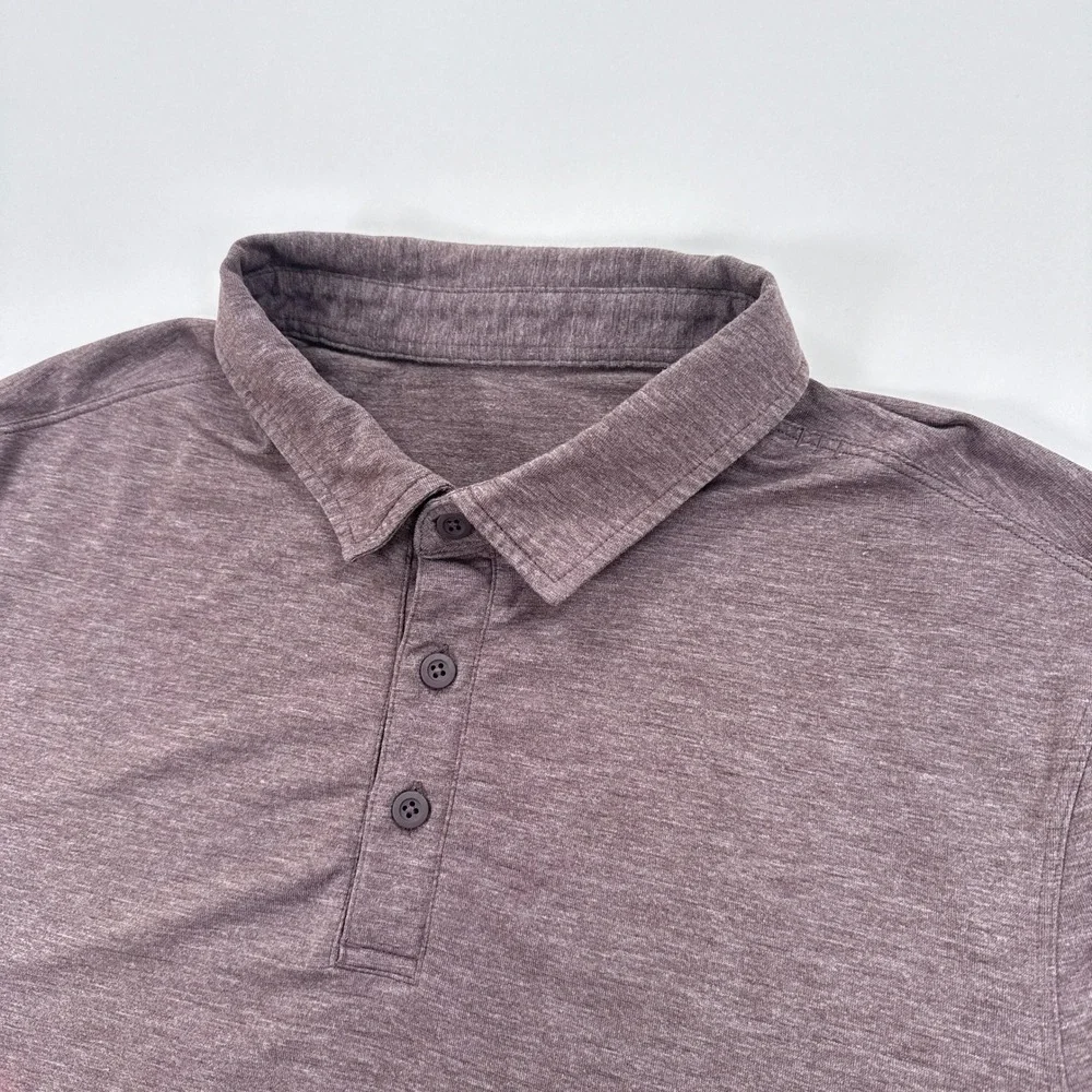 Lululemon Mens Evolution Polo Medium Purple Heathered Short Sleeve Golf Athletic